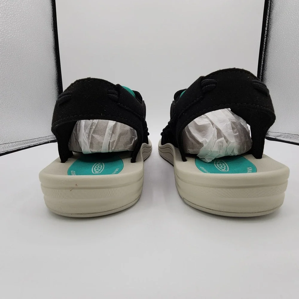 Keen Uneek Sport Fisherman Sandals Mens Sz 10.5 Black Bright Aqua Boat Shoes NEW